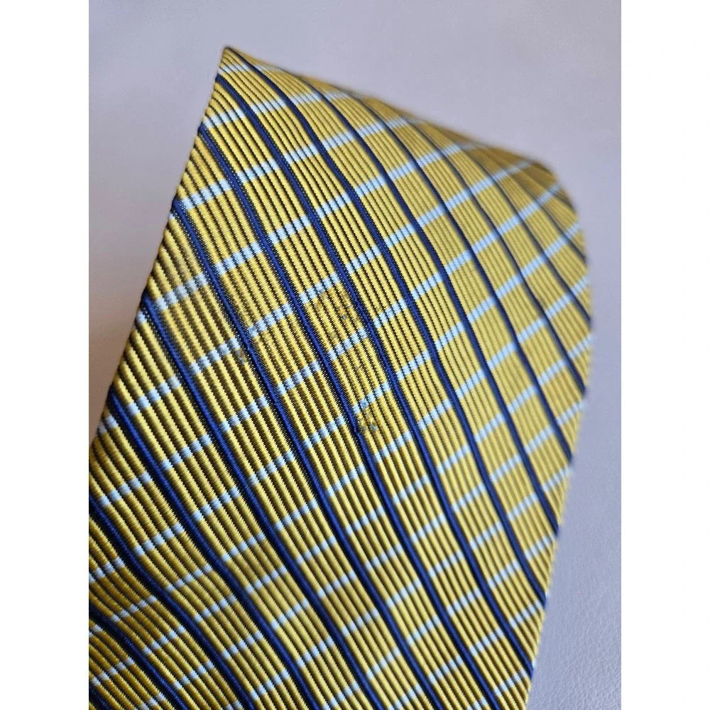 Lauren Ralph Lauren Yellow Blue Plaid Silk Blend Necktie Classic Preppy Business